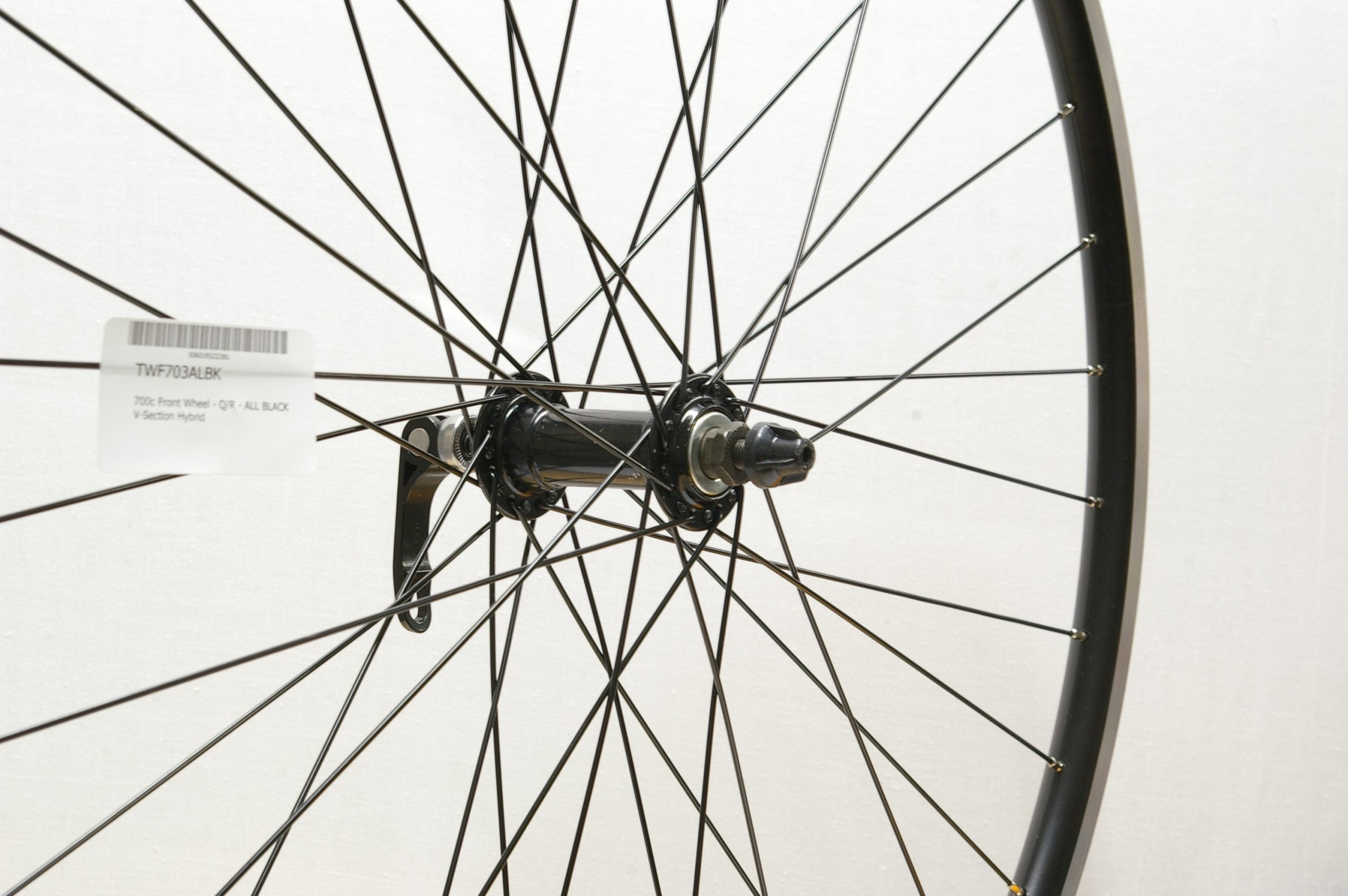 700c Front Wheel - Q/R - Black V-Section Hybrid