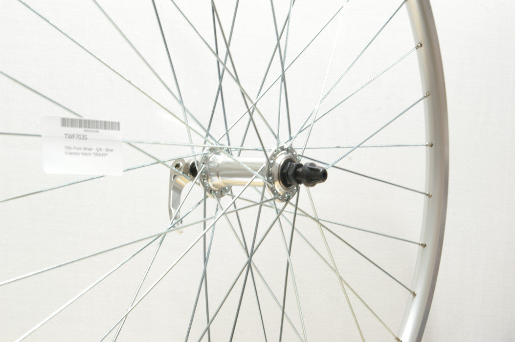 700c Front Wheel - Q/R - Silver V-Section Hybrid