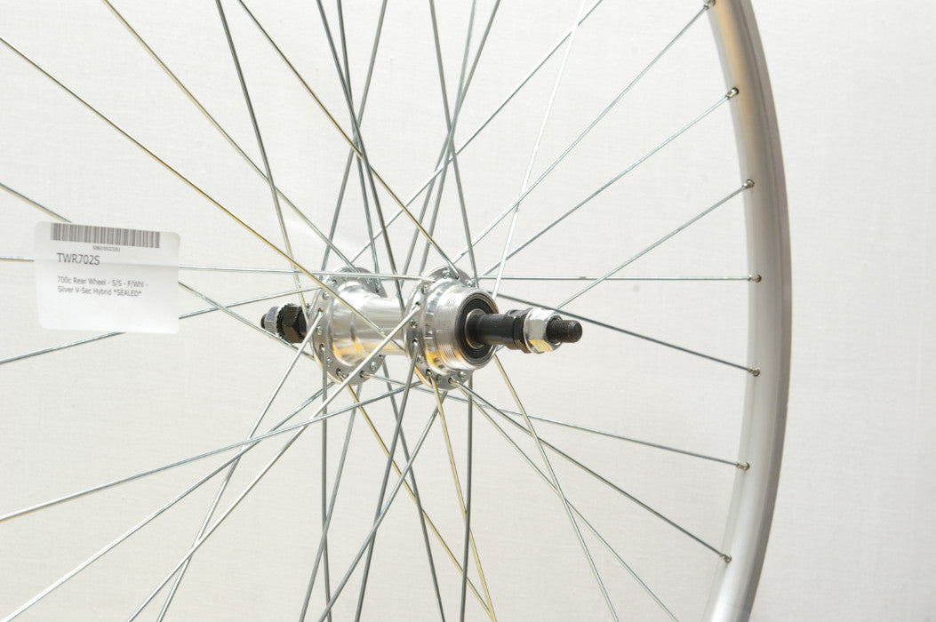700c Rear Wheel - S/S - F/Whl - Silver V-Sec Hybrid