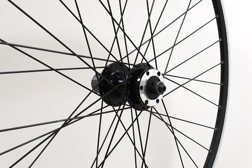 700c Rear Wheel - Q/R Disc - Cass - Black Narrow - Stainless