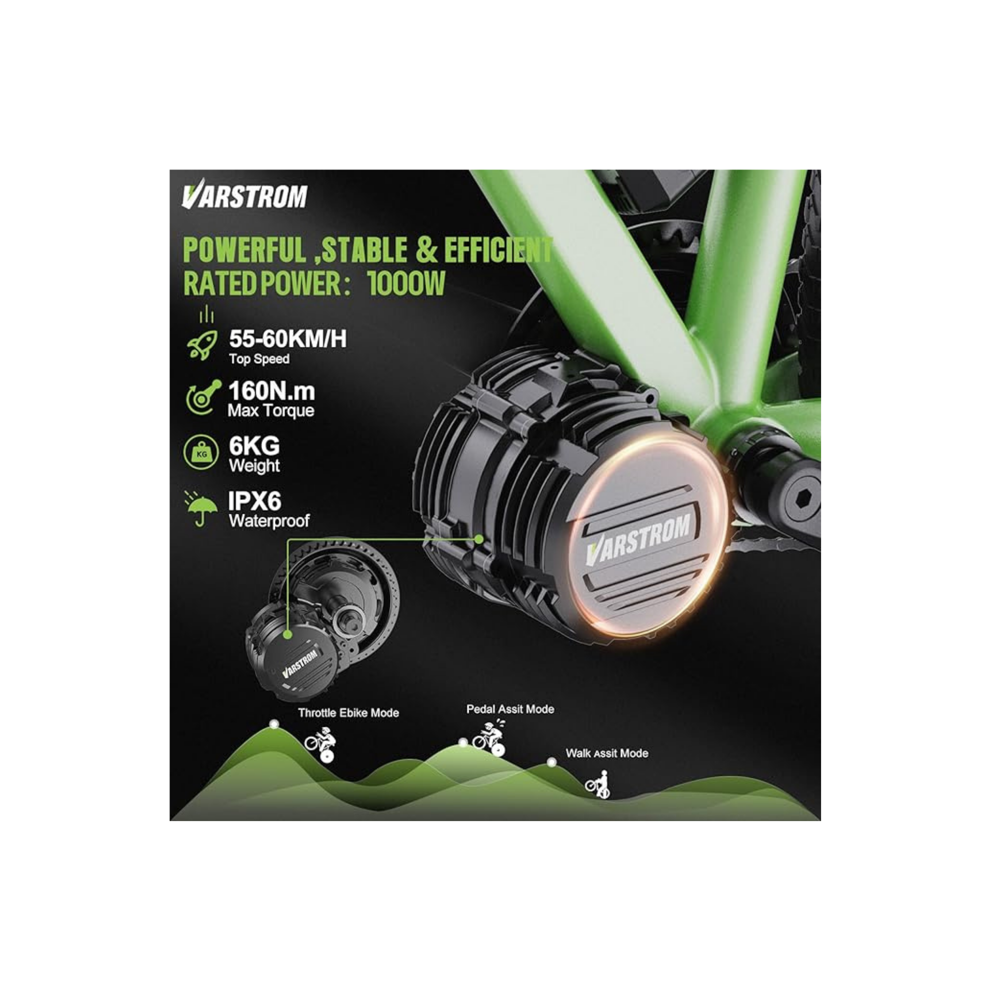 Varstrom TSDZ16 48V 1000W Mid-Drive E-Bike Conversion Kit