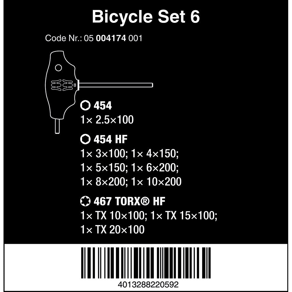 Wera Tools Bicycle Set 6 T-Handle Hex & Torx Key Set 10pcs