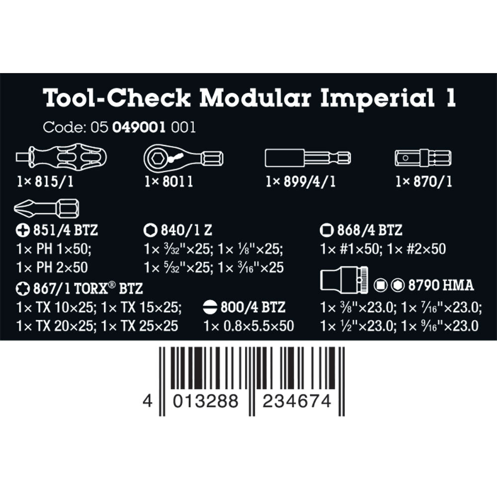 Wera Tools Tool Check Modular Imperial 1, 21 Pieces