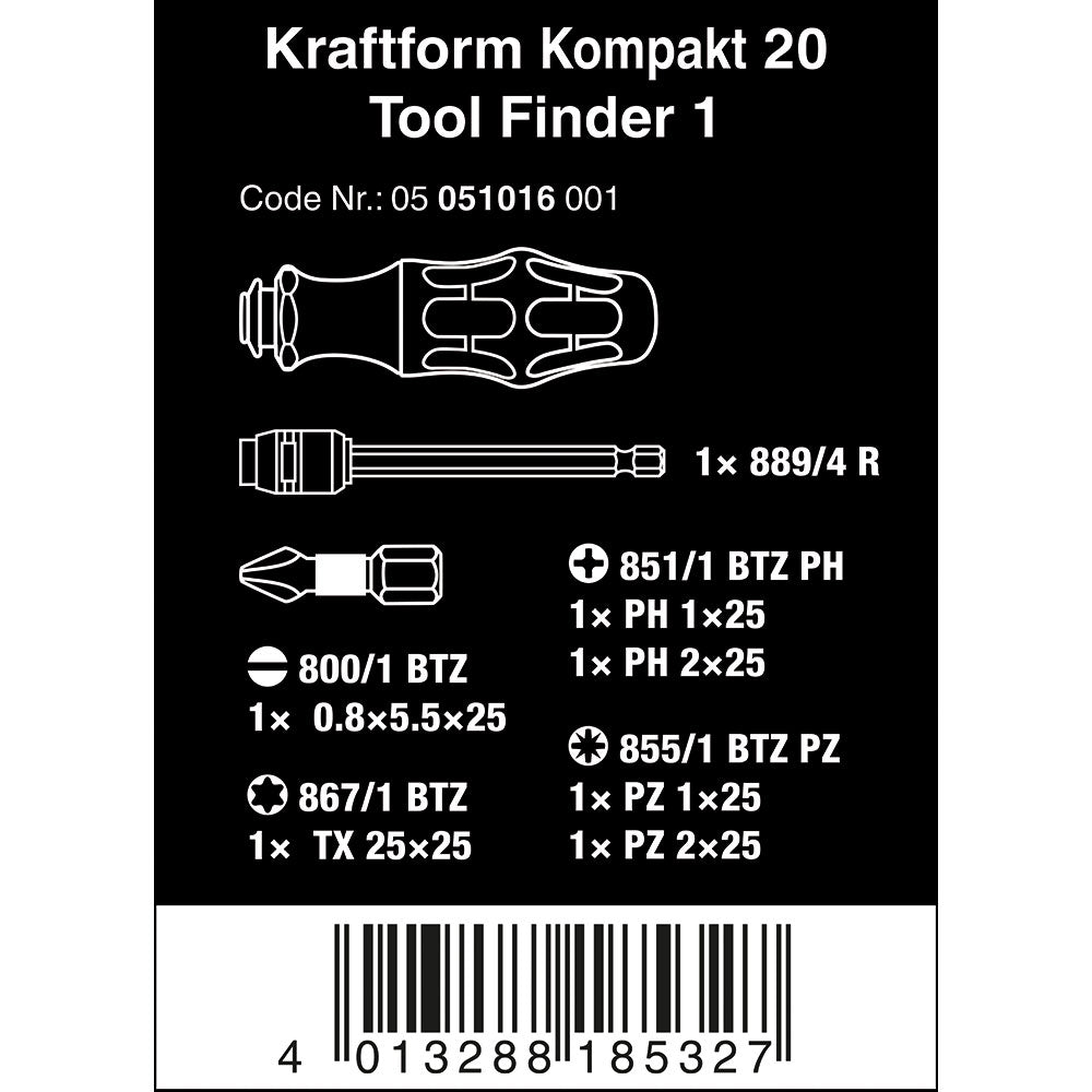 Wera Tools Kraftform Kompakt 20 Tool Finder 1 with pouch