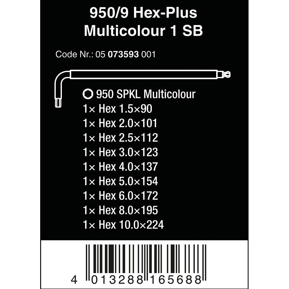 Wera Tools 950/9 Hex-Plus L-key Set BlackLaser