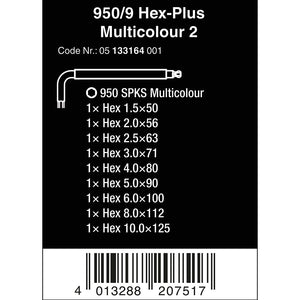 Wera Tools 950/9 Hex-Plus Multicolour 2 L-key Set BlackLaser
