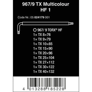 Wera Tools 967/9 TX Multicolour HF 1 L-key Set With Holding Function