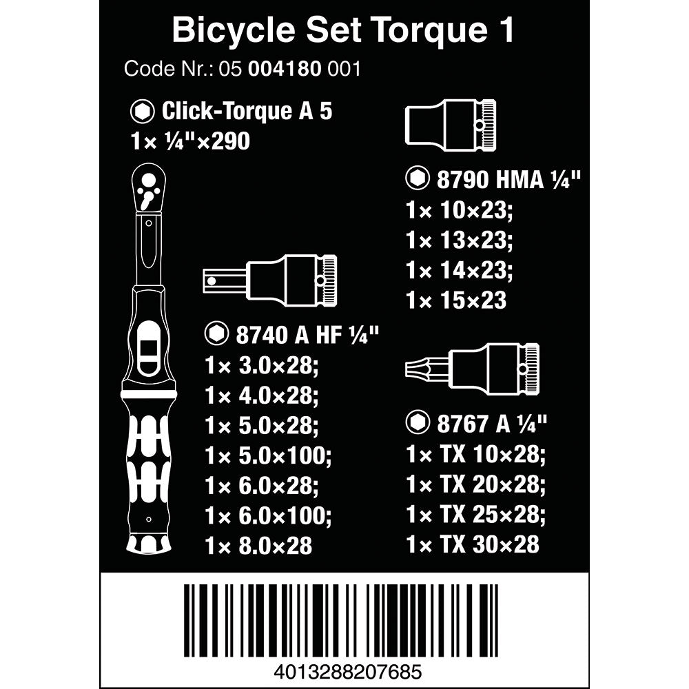 Wera Tools Bicycle Torque Set 1 And Zyklop Socket Set 16pcs