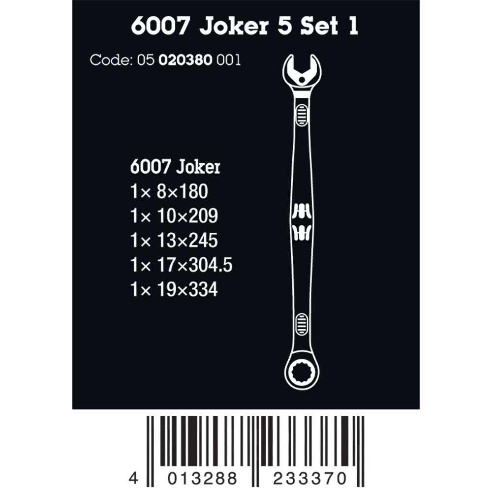 Wera Tools 6007 Joker Spanner Set, 5 Pieces