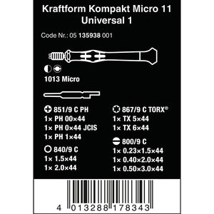 Wera Tools Kraftform Kompakt Micro 11 Universal 1, 11 pieces