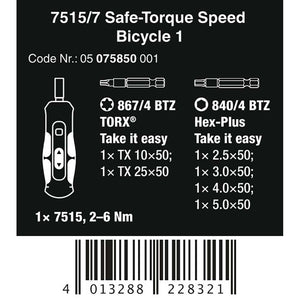Wera Tools 7515/7 Kraftform Safe-Torque Speed Bicycle 1, 7 pieces