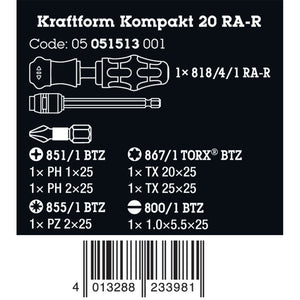 Wera Tools Kraftform Kompakt 20 Screwdriver Set, 6 Pieces