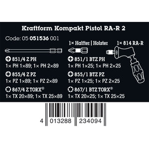 Wera Tools Kraftform Kompakt Ratchet Pistol R2, 13 Pieces