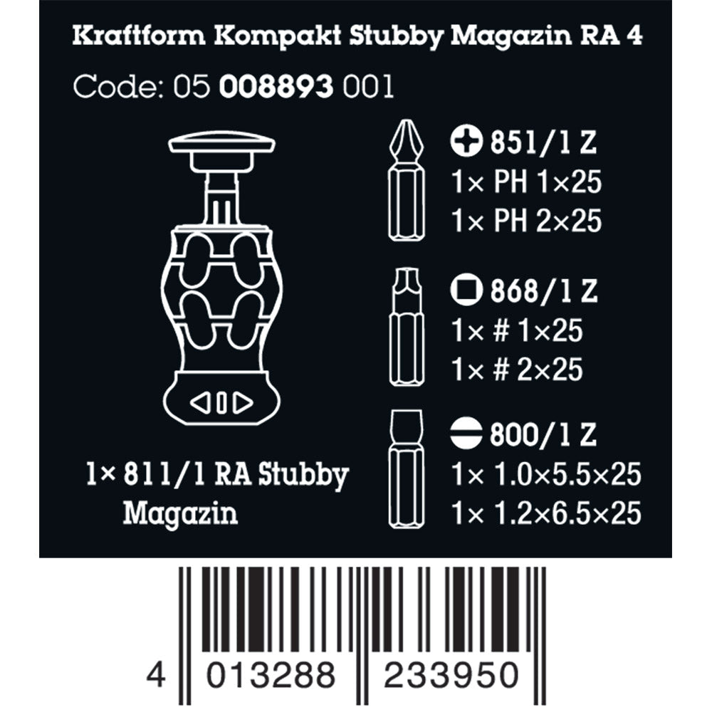 Wera Tools Kraftform Kompakt Stubby Magazine Screwdriver 3