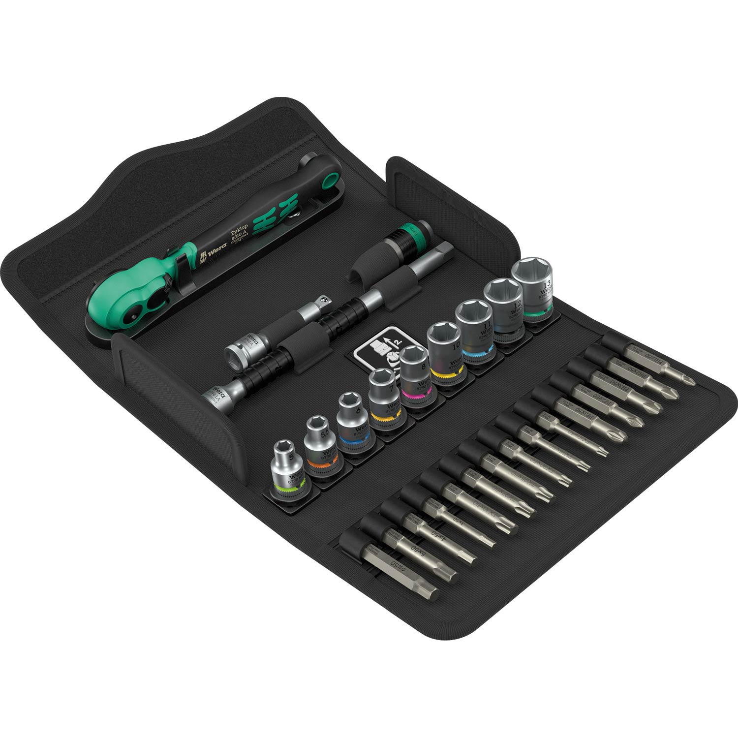 Wera Tools 8100 SA 14 Zyklop Comfort Ratchet Set 1/4 Drive Metric, 28 Pack