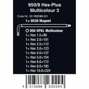 Wera Tools 950/9 SPKL Hex-Plus 3 Workshop Rack 9pc