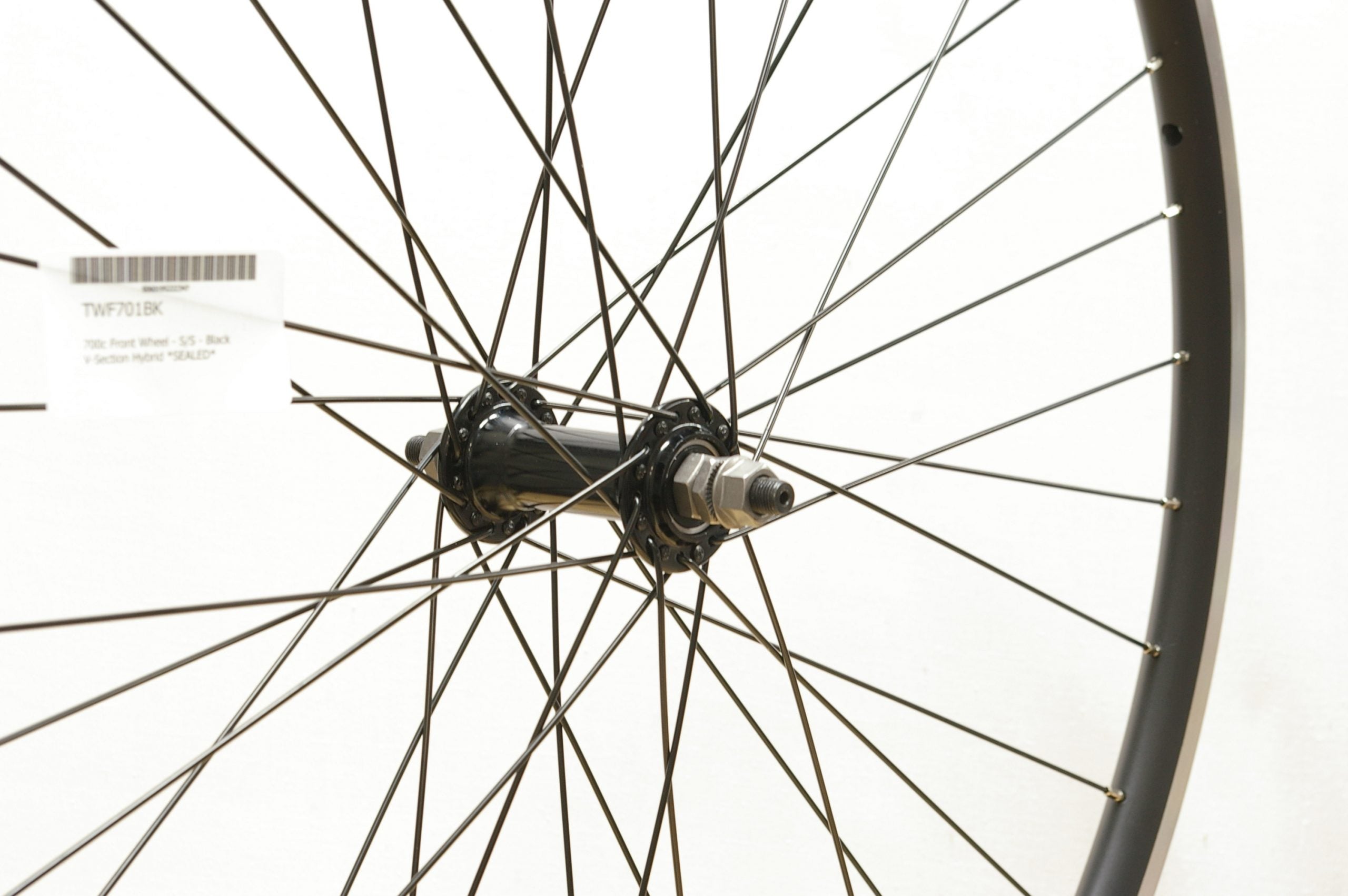 700c Front Wheel - S/S - Black V-Section Hybrid