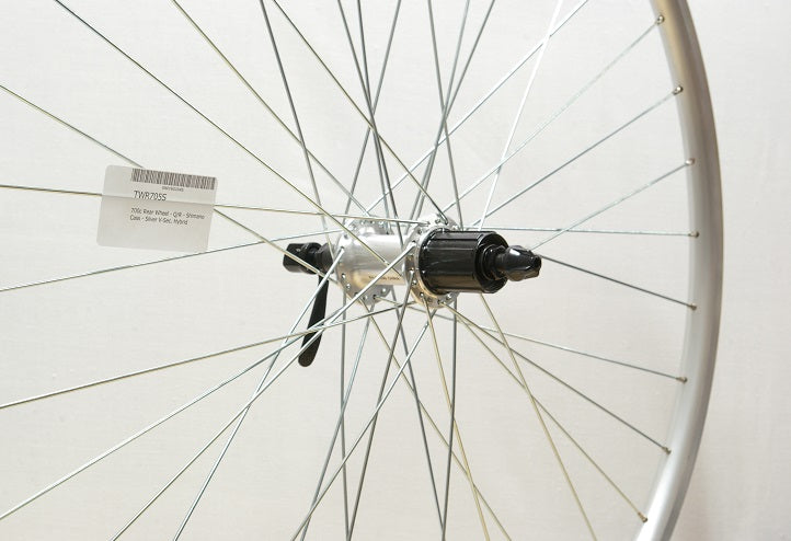 700c Rear Wheel - Q/R - Cassette - Silver V-Sec. Hybrid