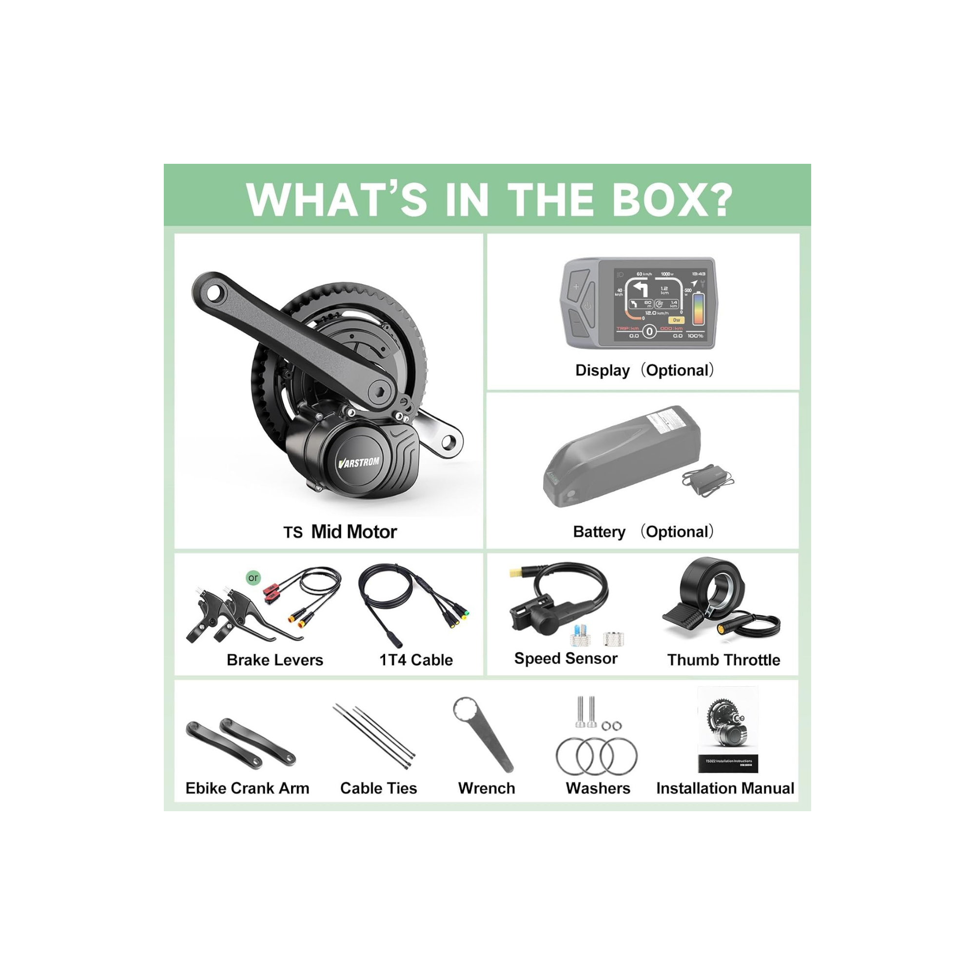 Varstrom TSDZ2B 36V 250W Mid-Drive E-Bike Conversion Kit