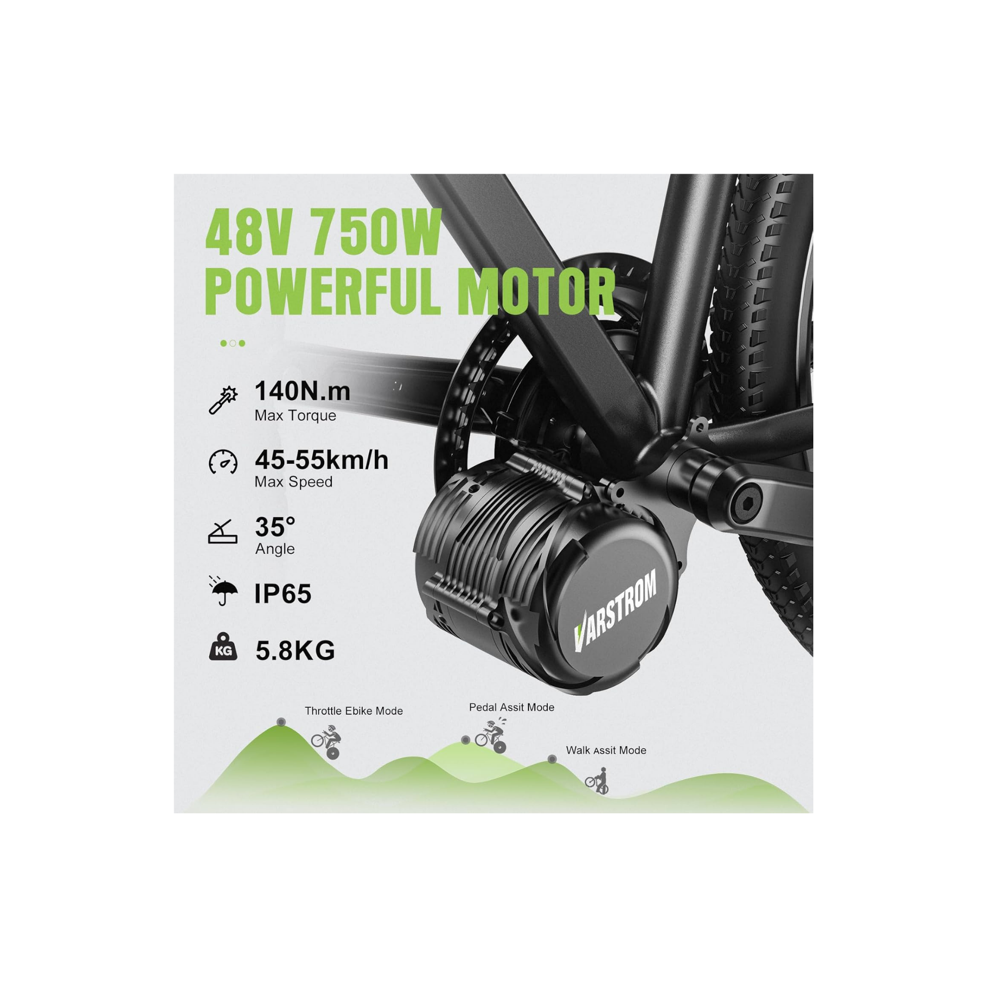 Varstrom TSDZ8 48V 750W Mid-Drive E-Bike Conversion Kit