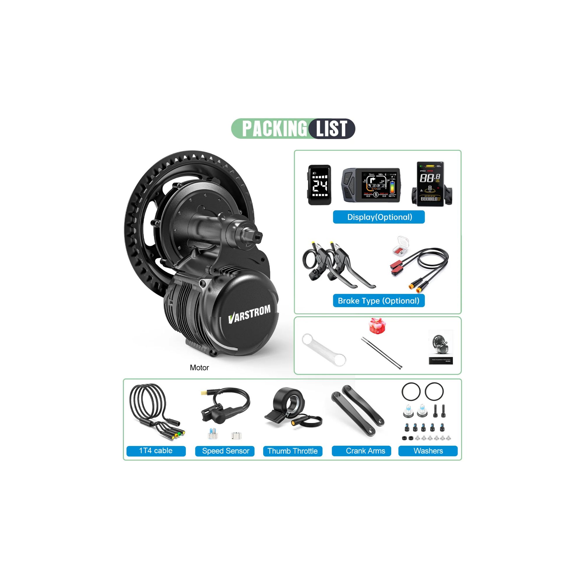Varstrom TSDZ8 48V 750W Mid-Drive E-Bike Conversion Kit