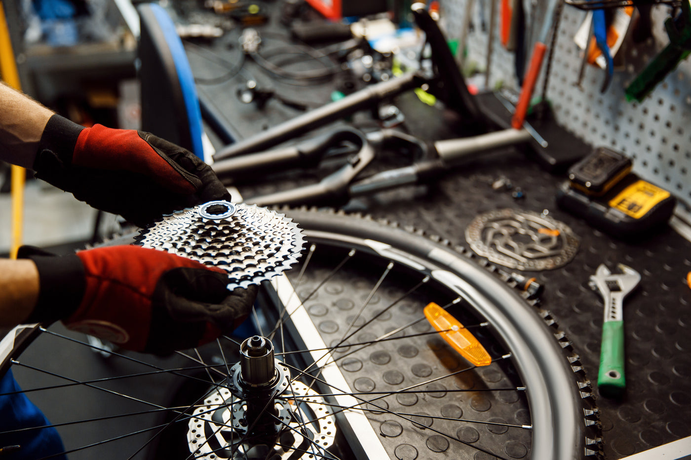 Inside a bicycle workshop