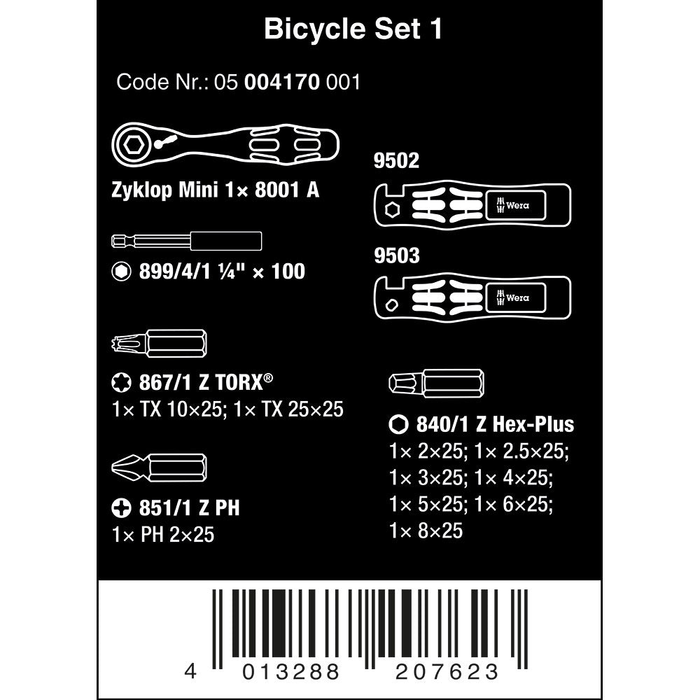 Wera Tools Bicycle Set 1 Zyklop Ratchet Screwdriver Set 14pcs