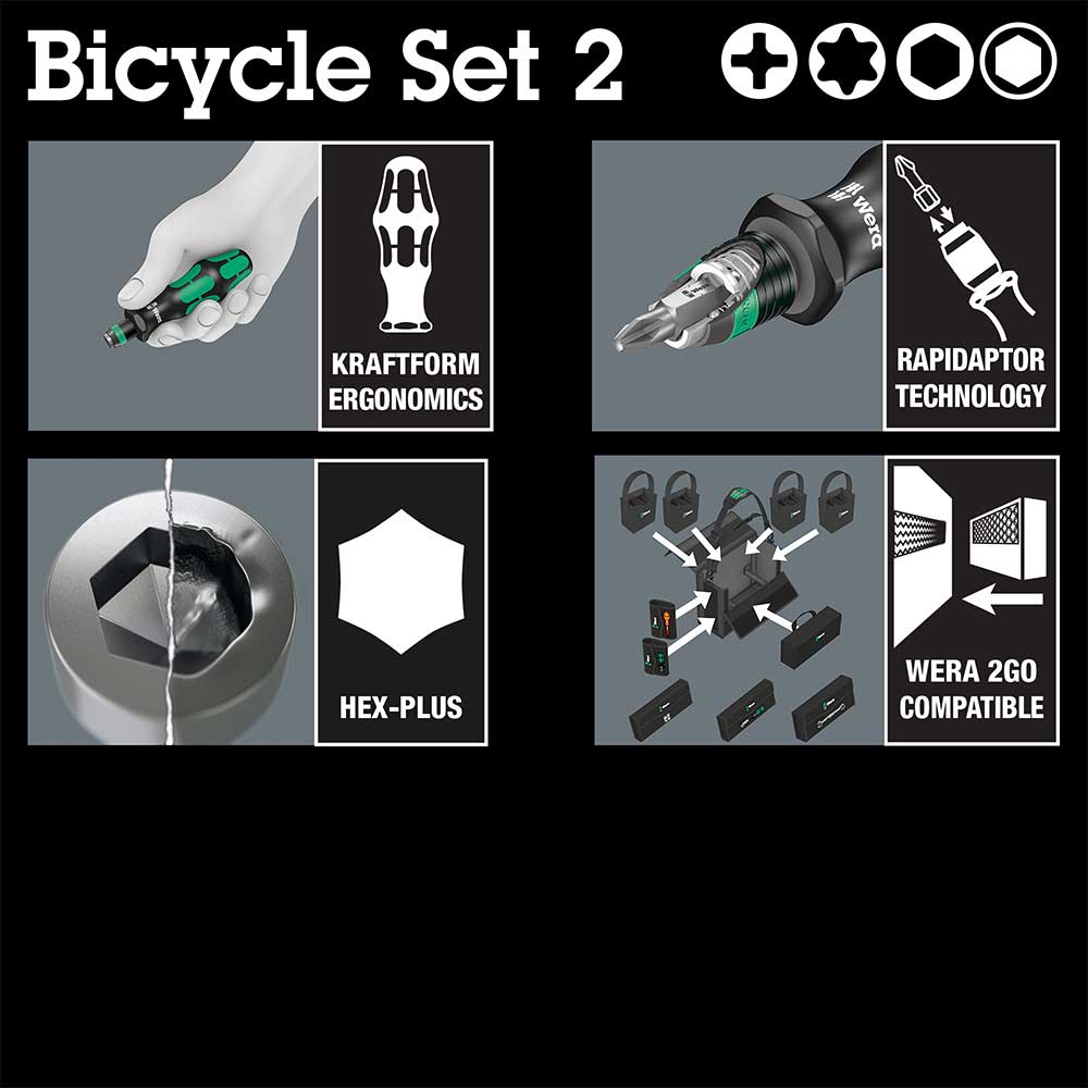 Wera Tools Bicycle Set 2 Kraftform Compact Screwdriver 13pcs