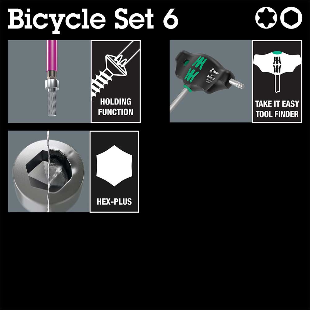 Wera Tools Bicycle Set 6 T-Handle Hex & Torx Key Set 10pcs