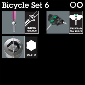 Wera Tools Bicycle Set 6 T-Handle Hex & Torx Key Set 10pcs