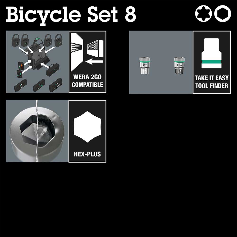 Wera Tools Bicycle Set 8 3/8" Hex/Torx Socket Set 7pcs