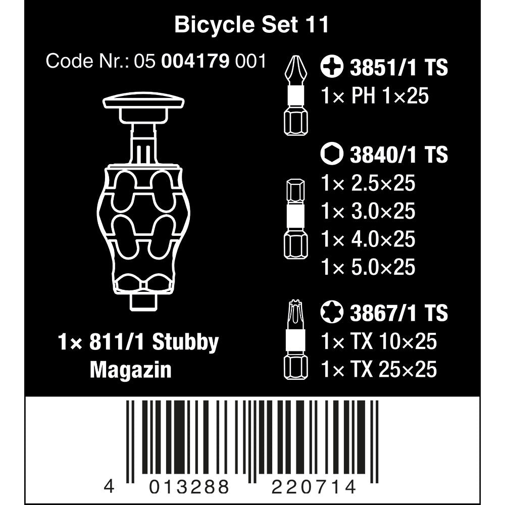 Wera Tools Bicycle Set 11 Kraftform Kompakt Stubby Screwdriver Set 7pcs