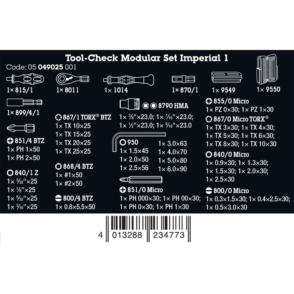 Wera Tools Tool-Check Modular Set Imperial, 50 Pieces