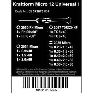 Wera Tools Kraftform Micro 12 Universal 1 Screwdriver Set