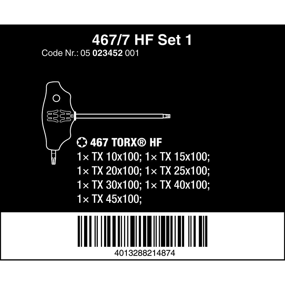 Wera Tools 467/7 TORX HF Set 1 screwdriver Set 7pcs