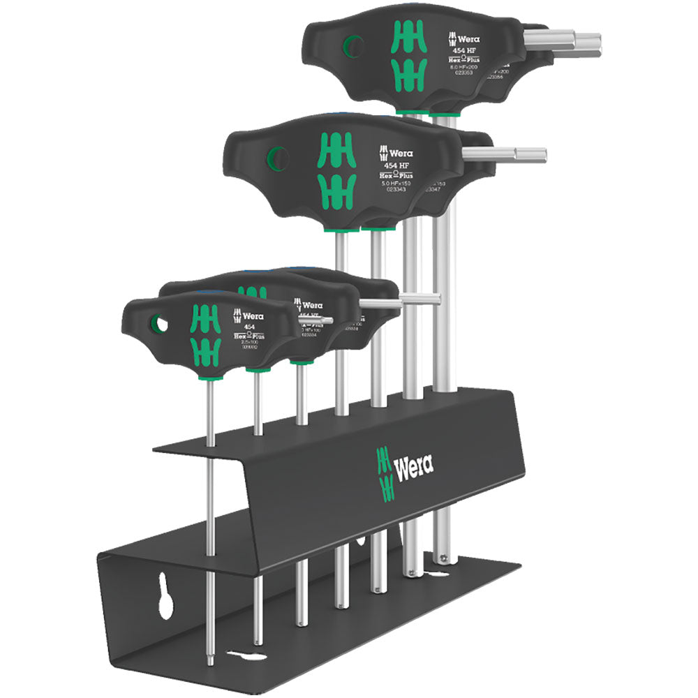 Wera Tools 454/7 HF Set 2 T-Handle Hex Screwdriver With Metal Rack