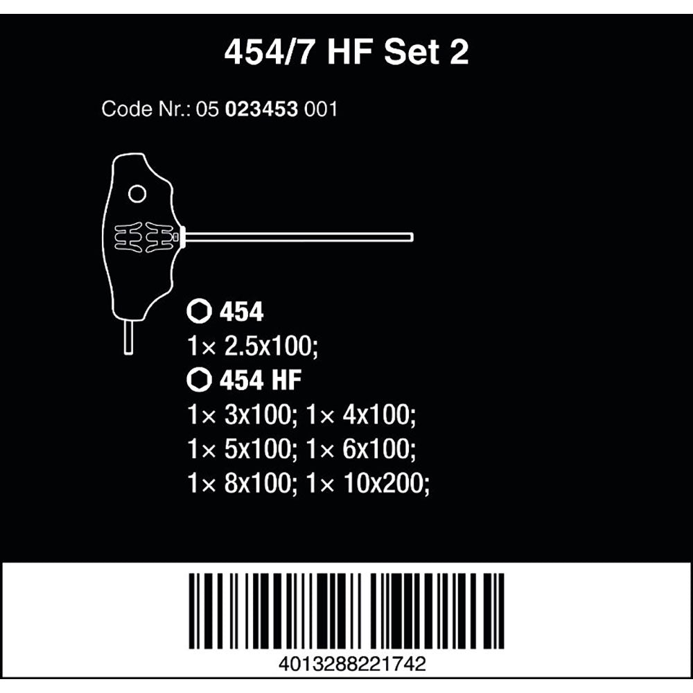 Wera Tools 454/7 HF Set 2 T-Handle Hex Screwdriver With Metal Rack