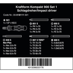 Wera Tools Screwdriver 900 Set 1 19pc
