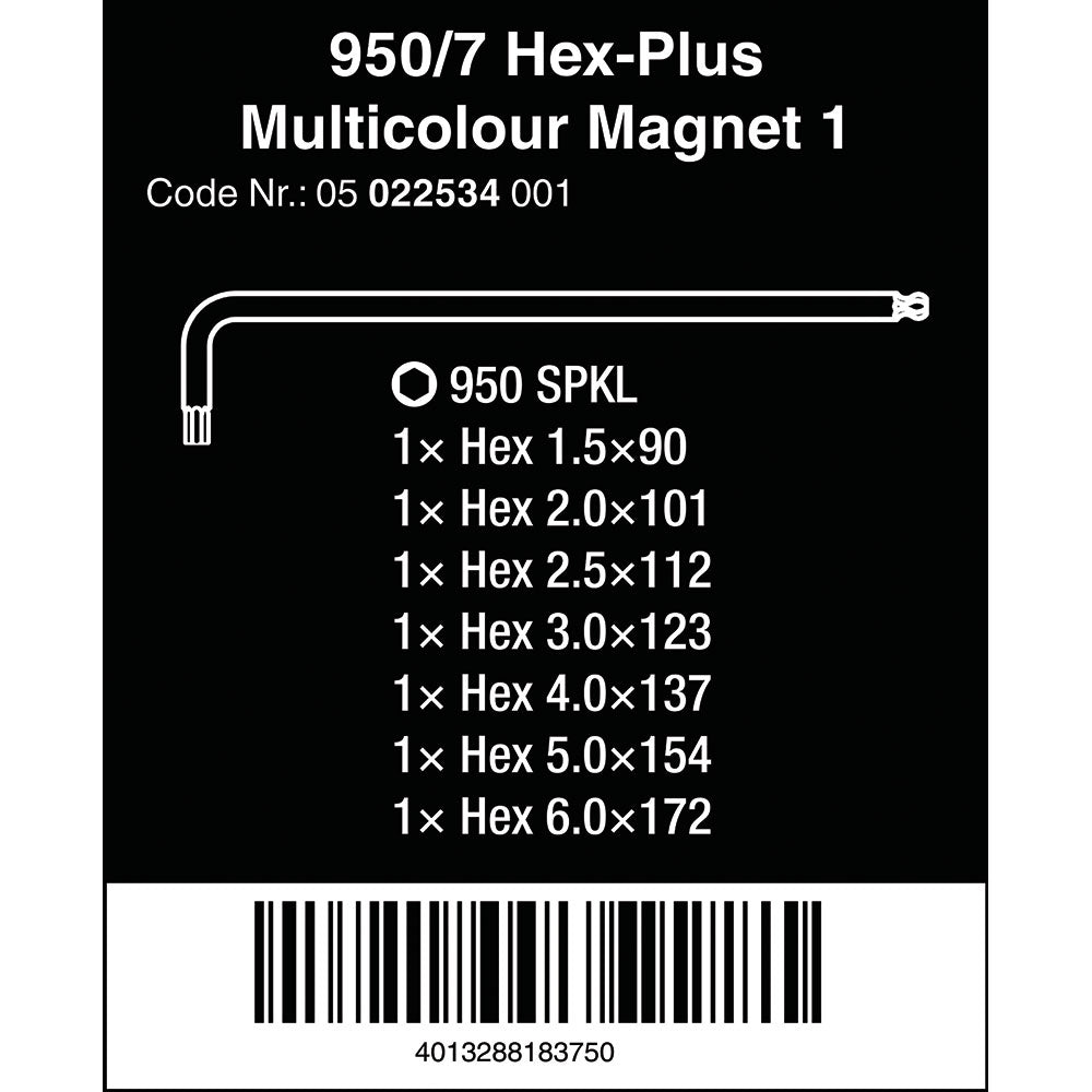 Wera Tools 950/7 Hex-Plus Magnet Multi-Colour Set 7pc