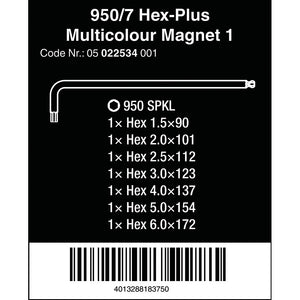 Wera Tools 950/7 Hex-Plus Magnet Multi-Colour Set 7pc