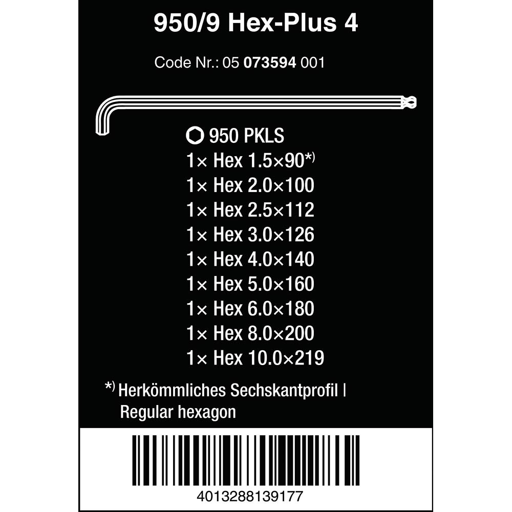 Wera Tools 950/9 Hex-Plus Chrome Plated Shallow Reach 9pc