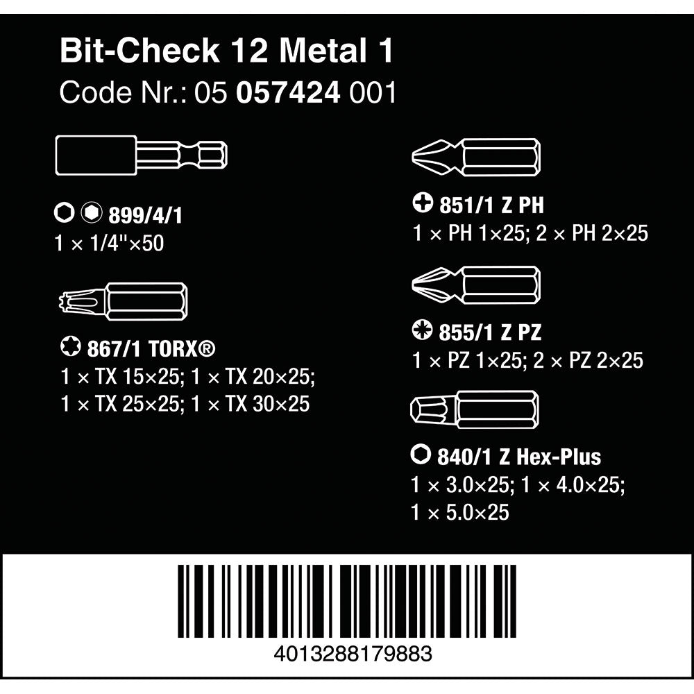 Wera Tools Bit-Check 12 Metal 1