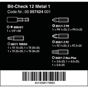 Wera Tools Bit-Check 12 Metal 1