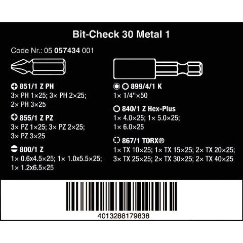 Wera Tools Bit-Check 30 Metal 1