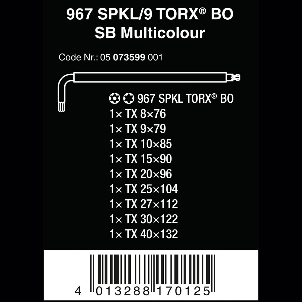 Wera Tools 967 SPKL/9 SB Torx BO Multi BlackLaser L-Keys