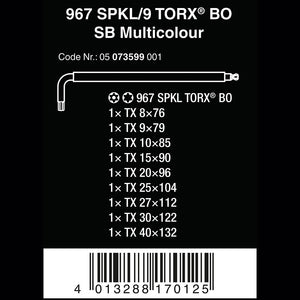 Wera Tools 967 SPKL/9 SB Torx BO Multi BlackLaser L-Keys