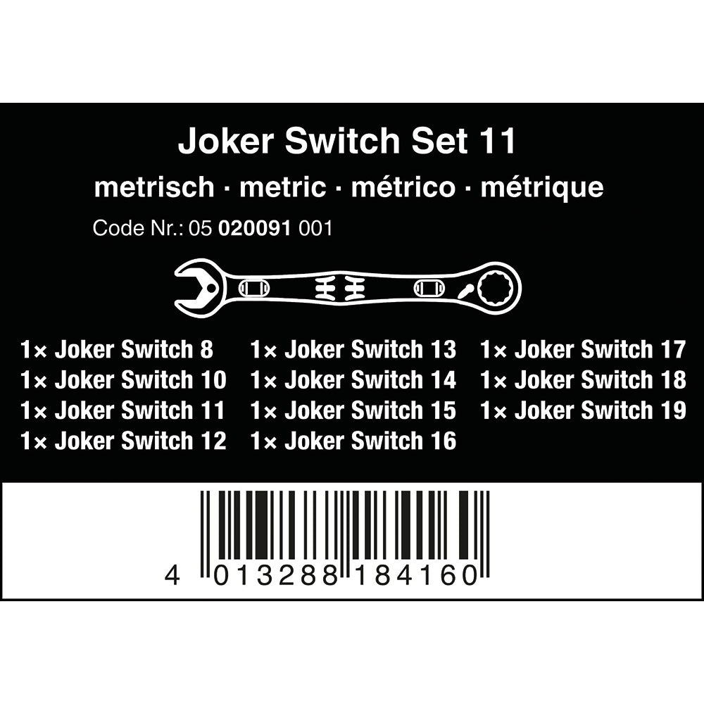 Wera Tools 6001 Joker Switch 11 Ring Spanner Set