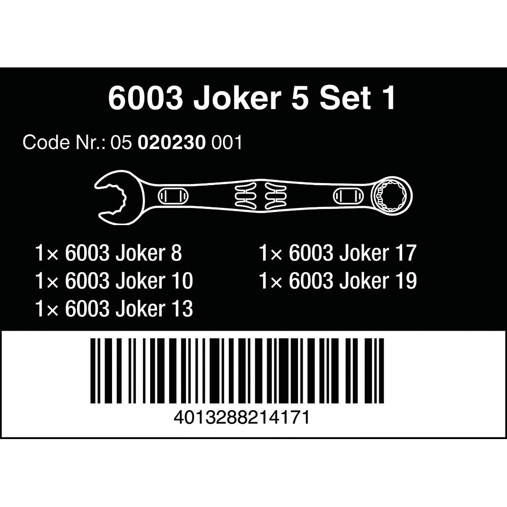Wera Tools 6003 Joker 5 Set 1 Ring Spanner Set