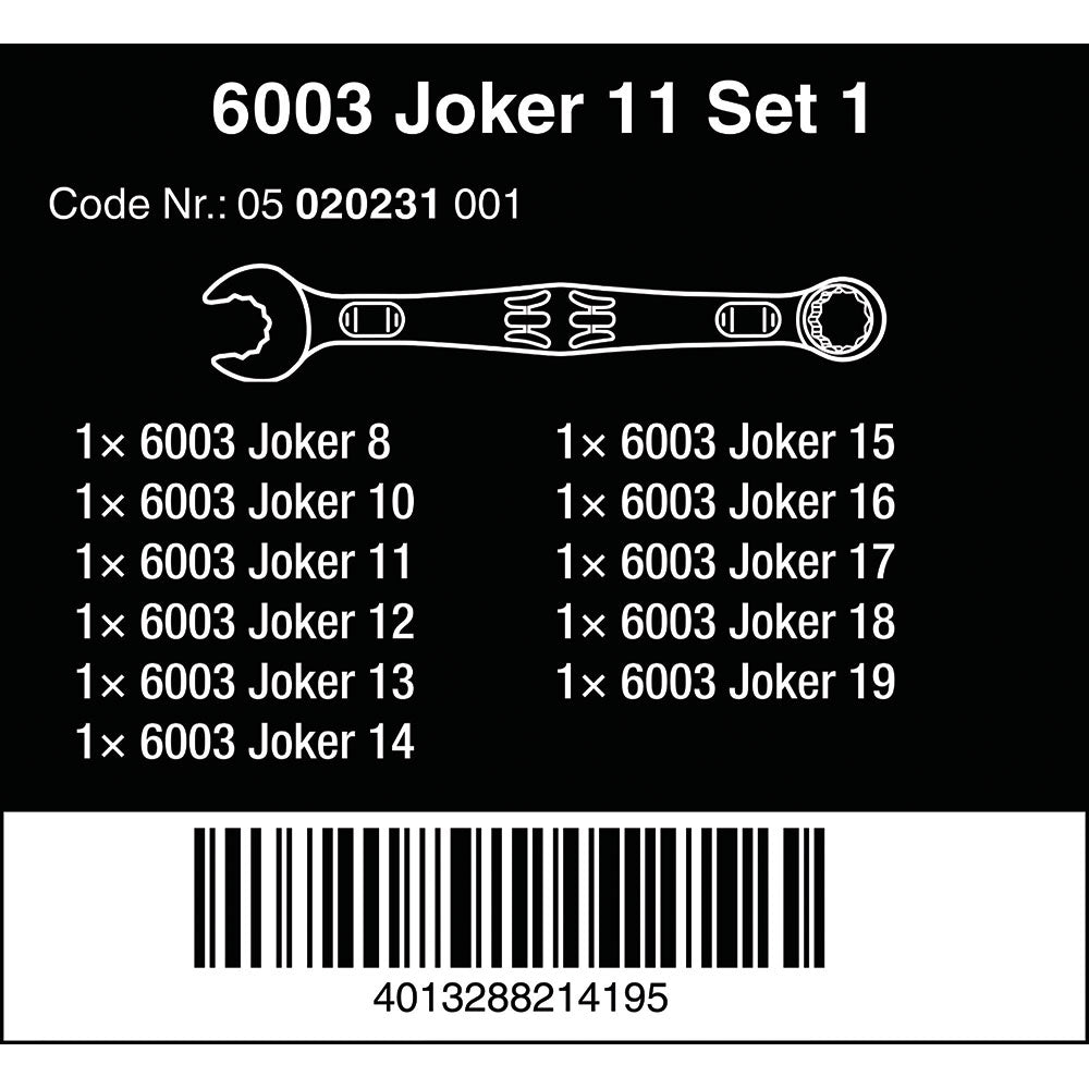 Wera Tools 6003 Joker 11 Set 1 Ring Spanner Set
