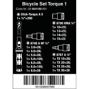 Wera Tools Bicycle Torque Set 1 And Zyklop Socket Set 16pcs